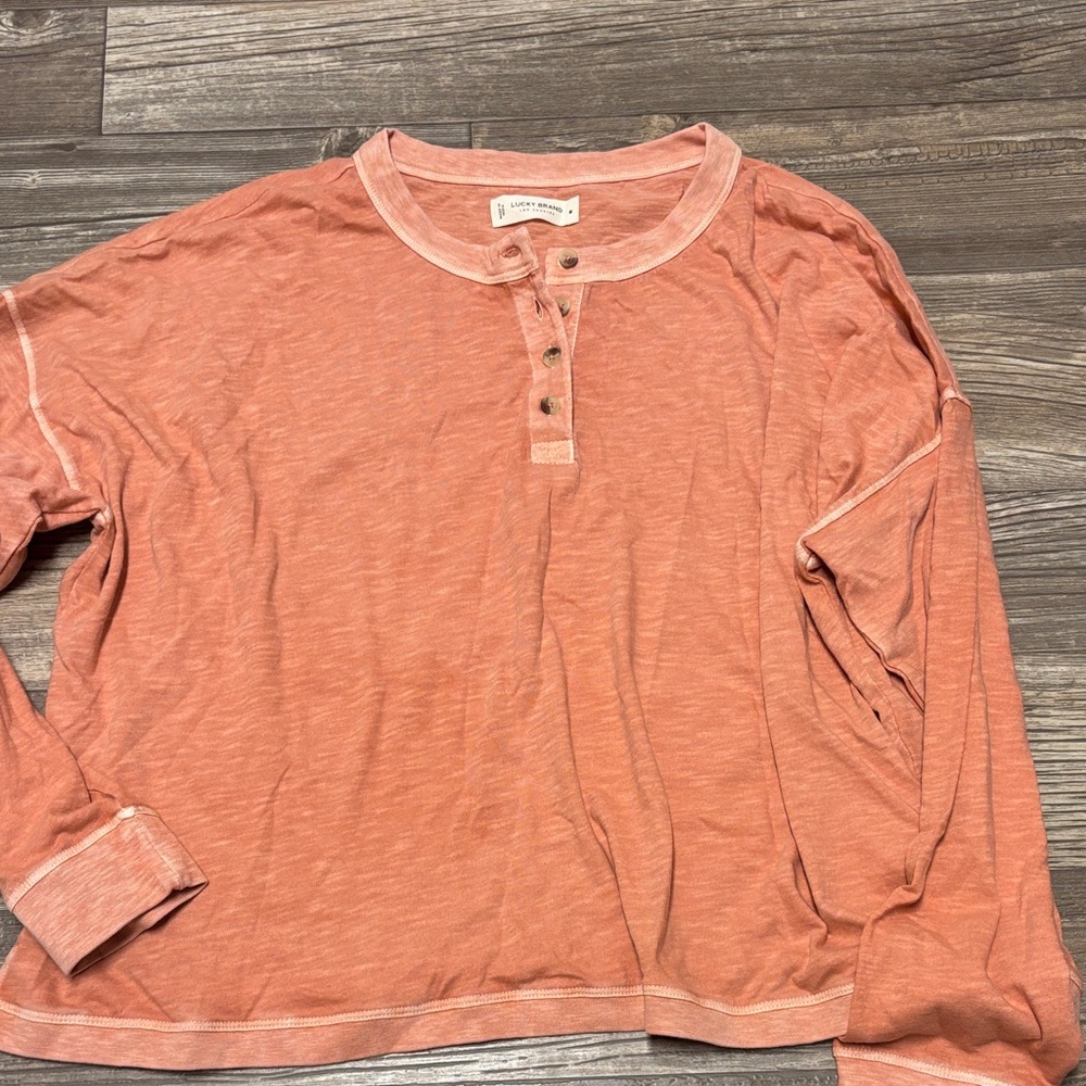 Lucky brand Peach Long Sleeve Henley